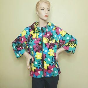 Erin London Womens Zip Up Jacket Floral Size Extra Large